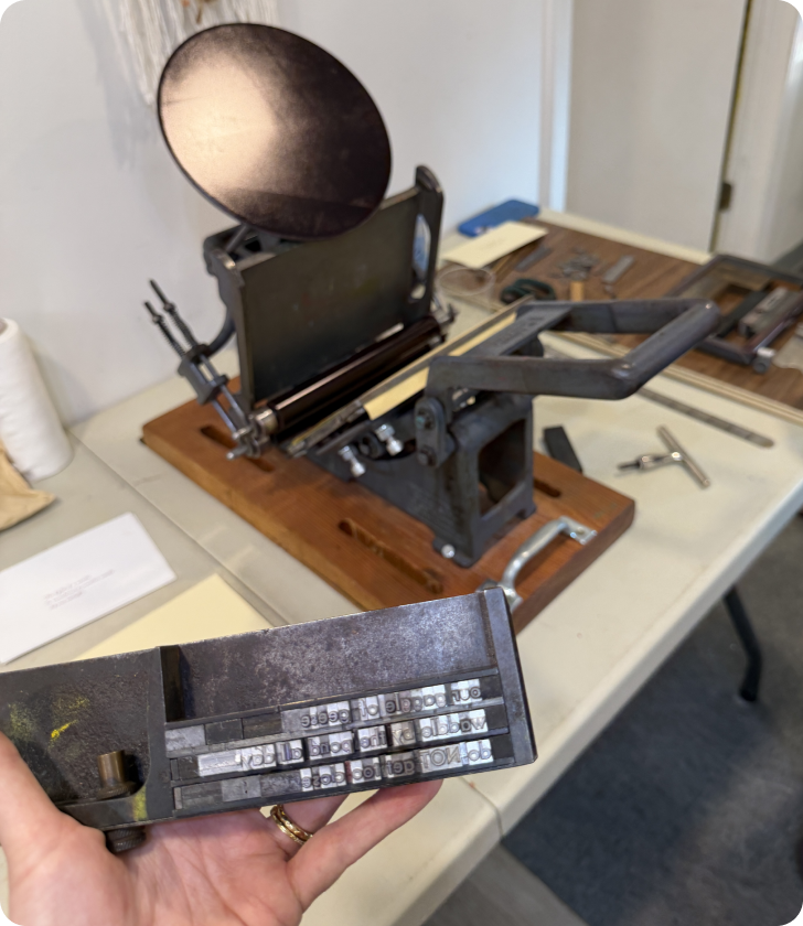 Setting type on a hand-fed letterpress