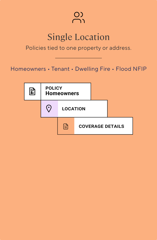 Single Location archetype card with the Homeowners policy data structure.